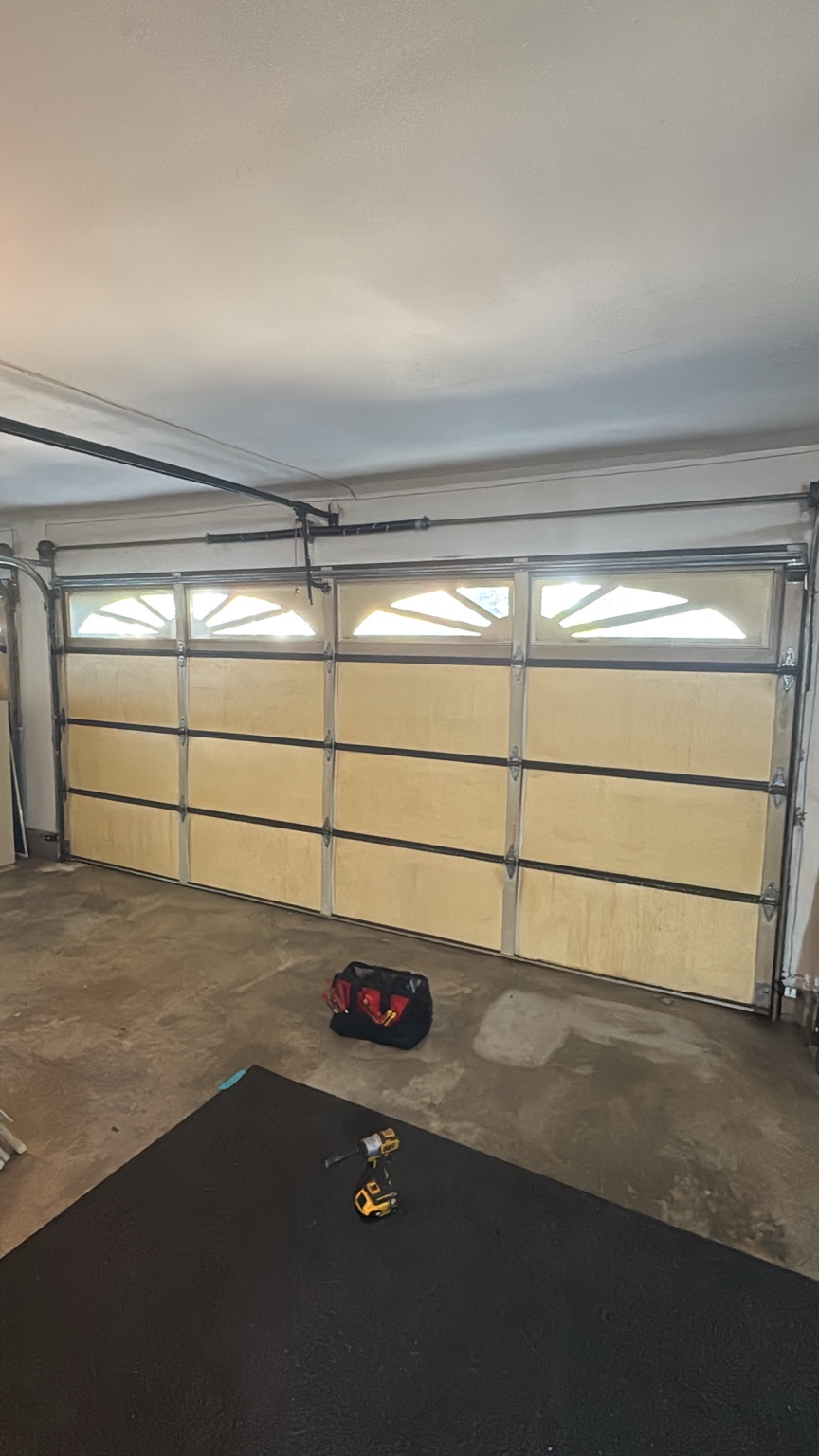 Garage door and spring assembly during an OB service visit in Porter Ranch